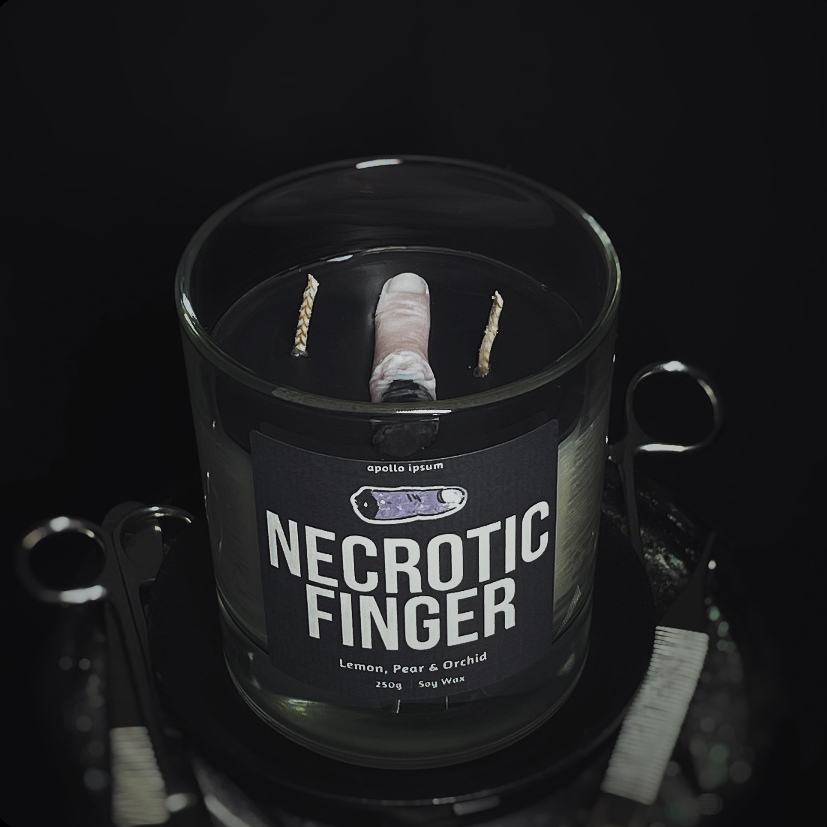 Necrotic Finger Container Candle - Lemon, Pear & Orchid