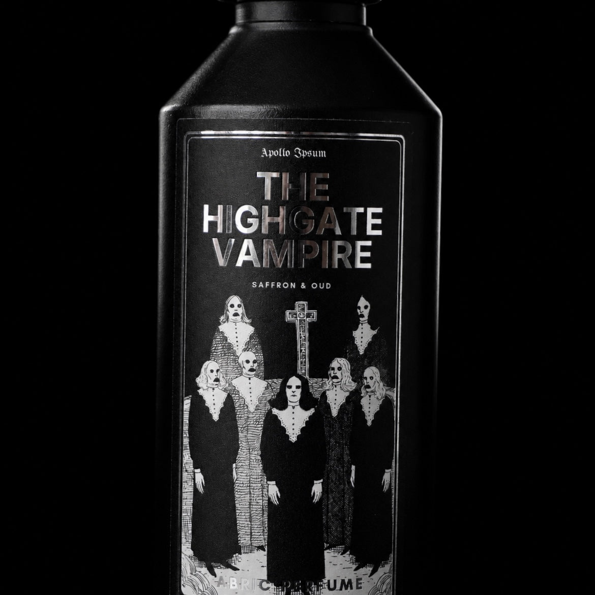 Close-up of The Highgate Vampire Fabric Perfume label