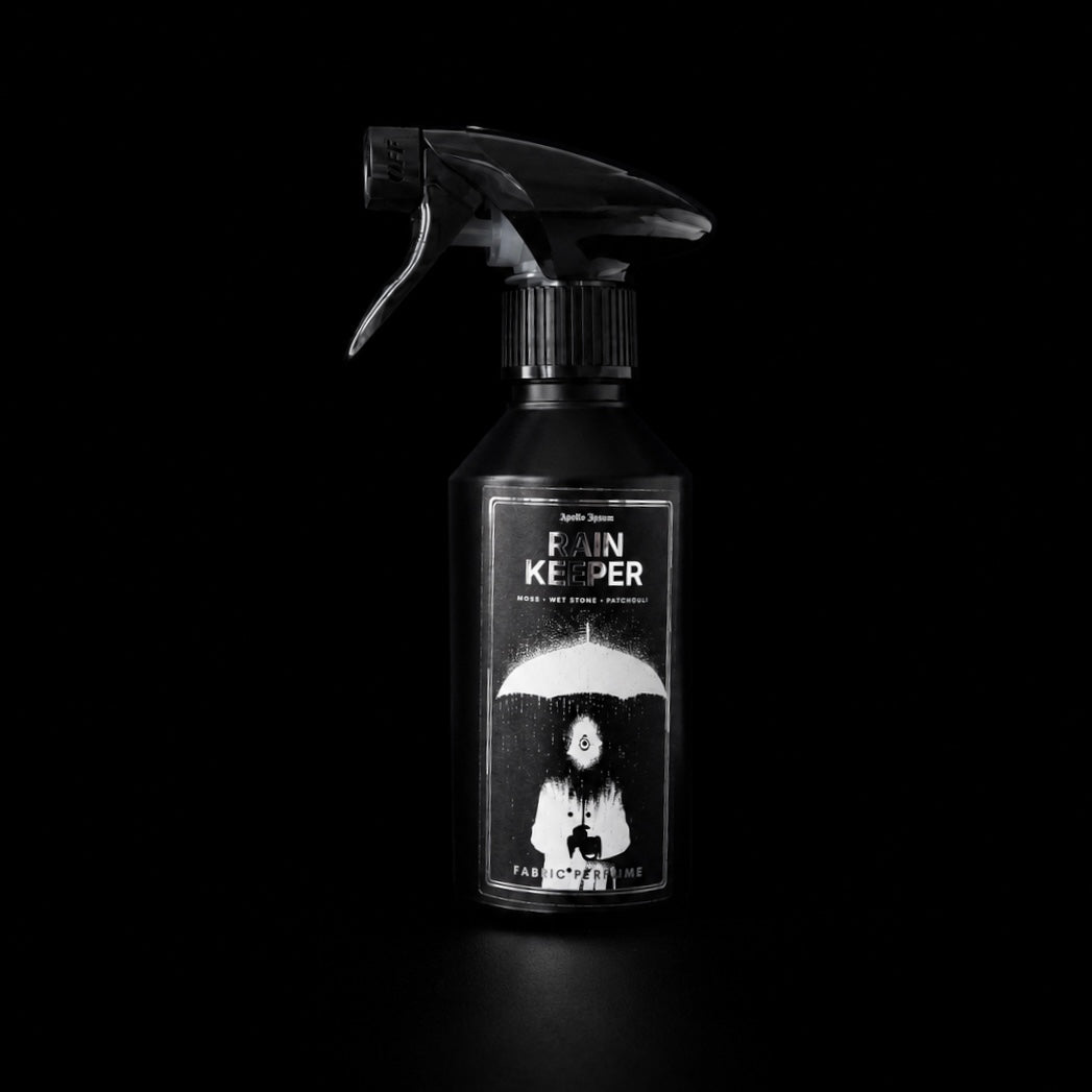 Rain Keeper 250ml earthy room and fabric spray by Apollo Ipsum on black