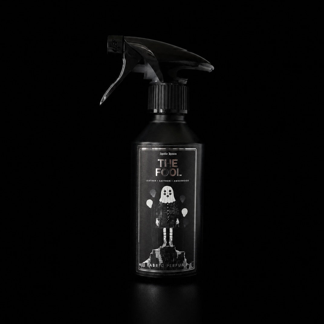 The Fool 250ml spiced room and fabric spray by Apollo Ipsum on black