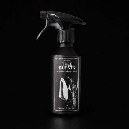 Tree Guests 250ml amber room and fabric spray by Apollo Ipsum on black
